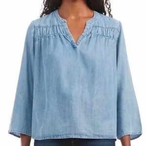 Splendid Light Denim V-Neck Blouse
